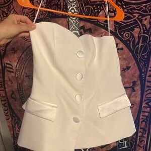 Zara White Strapless Buttoned Top